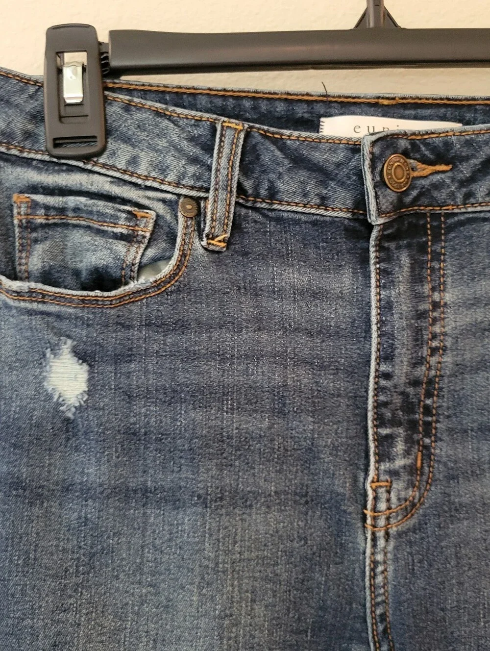 Eunina Clara High Rise Skinny Crop Jeans Medium Wash Blue Size 9